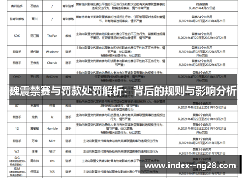 魏震禁赛与罚款处罚解析：背后的规则与影响分析